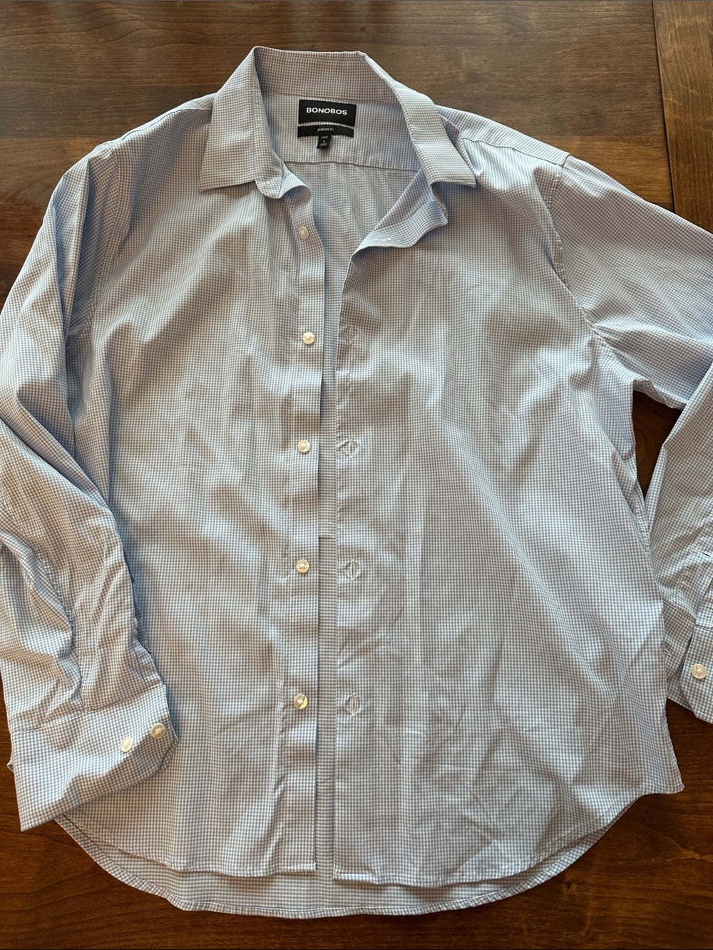 Bonobos Light Blue Micro-Check Spread Collar Dress Shirt